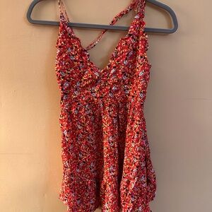 FREE PEOPLE Floral Red Sleeveless Dress
